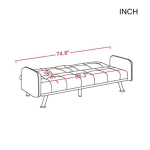 UBGO Reversible Modular, Convertible Sofa Bed, Adjustable Loveseat, Pull Down Mid Back with 2 Cup Holders, Small Space Furniture Set for Living Room, Bedroom, Office, Dark Grey