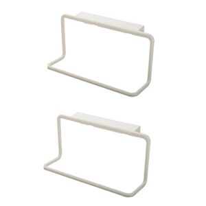 modern kitchen over cabinet plastic towel rack, hang on inside or outside of doors, storage and organization for hand and dish towels, rag(white)