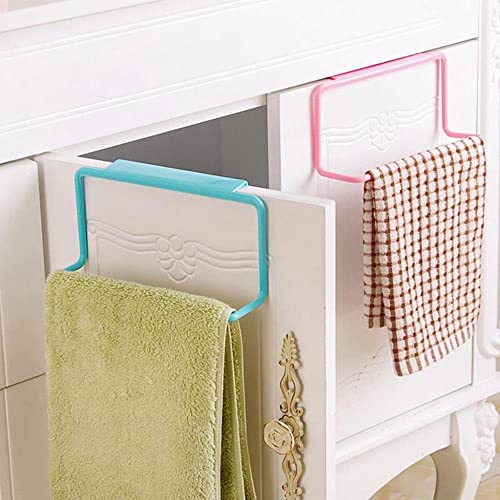 Modern Kitchen Over Cabinet Plastic Towel Rack, Hang on Inside or Outside of Doors, Storage and Organization for Hand and Dish Towels, Rag(White)