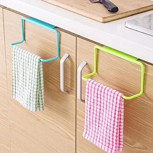 Modern Kitchen Over Cabinet Plastic Towel Rack, Hang on Inside or Outside of Doors, Storage and Organization for Hand and Dish Towels, Rag(White)