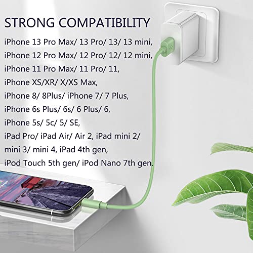 iPhone Fast Charger Cable 5Pack color [Apple MFi Certified] 6FT Long Lightning Cable High Speed Charging Data Sync USB Cord Compatible iPhone 13/12/11 Pro Max Mini/XS MAX/XR/X/8/7/Plus/6S iPad AirPods
