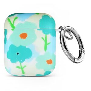compatible with airpod case 2nd generation flower blue , for airpods case floral 1st for airpods 2nd generation case cover for women