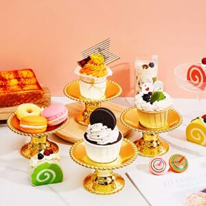 24 Pcs Gold Cake Stand Plastic Cake Plate Mini Cupcake Stand Gold Dessert Stand Cupcake Serving Plate Stand Display Cake Display Stand Cupcake Holder for Party Table Birthday Wedding Baby Shower