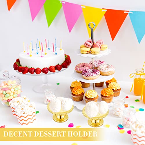 24 Pcs Gold Cake Stand Plastic Cake Plate Mini Cupcake Stand Gold Dessert Stand Cupcake Serving Plate Stand Display Cake Display Stand Cupcake Holder for Party Table Birthday Wedding Baby Shower