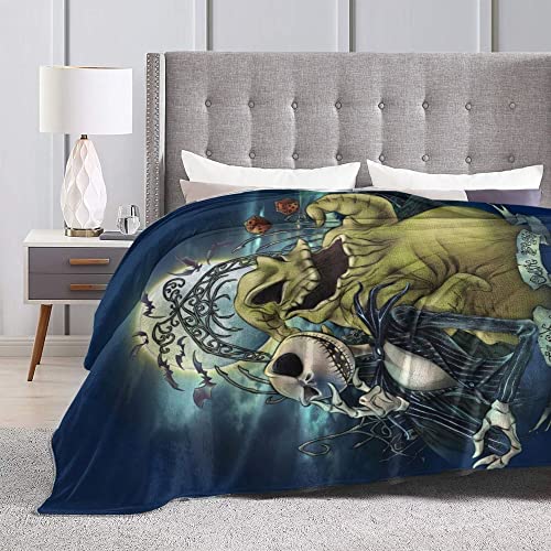 Amjetl Fleece Throw Blankets, Cozy Plush Luxury Before Christmas Skull Flannel Blanket, Lightweight Warm Fuzzy Blanket for All Season, Washable Soft Travel Couch Sofa Bed Office, 80x60 Inch