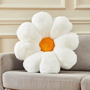 ailive 21.6in white flower throw pillow floor pillow cushion cute desk chair cushion decorative throw pillows for girls adults