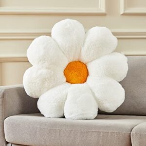 Ailive 21.6In White Flower Throw Pillow Floor Pillow Cushion Cute Desk Chair Cushion Decorative Throw Pillows for Girls Adults