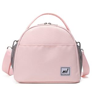 lunch bag insulated cooler bag for women nylon waterproof lightweight lunch box organiser (pink)