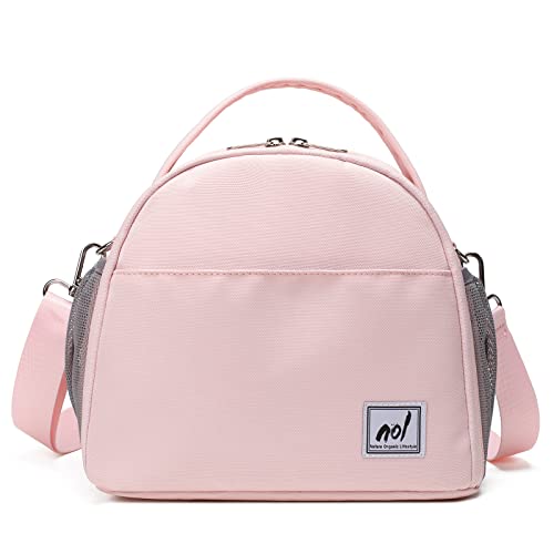 Lunch Bag Insulated Cooler Bag for Women Nylon Waterproof Lightweight Lunch Box Organiser (Pink)