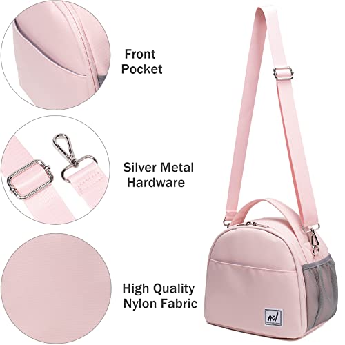 Lunch Bag Insulated Cooler Bag for Women Nylon Waterproof Lightweight Lunch Box Organiser (Pink)