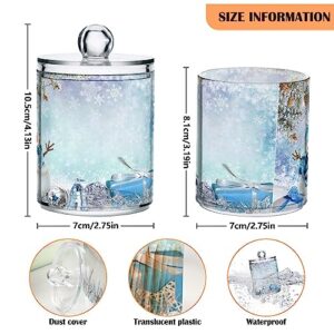 Gredecor Christmas Winter Qtip Holder Dispenser 2 Pack Snowman Snowflake Pine Cones Gifts Bathroom Decorative Storage Canister Holder Counter Vanity Organizer for Cotton Ball Swabs Pads Floss