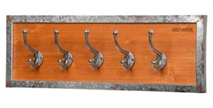 harley-davidson five-hook solid wooden coat rack w/galvanized metal frame