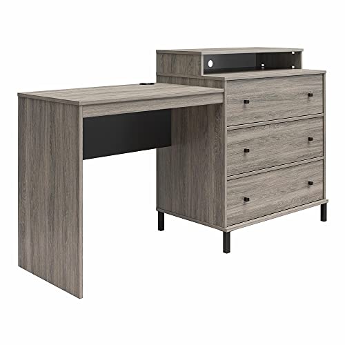 Ameriwood Home Kalissa Dresser/Desk Combo with Wireless-charger, Gray Oak