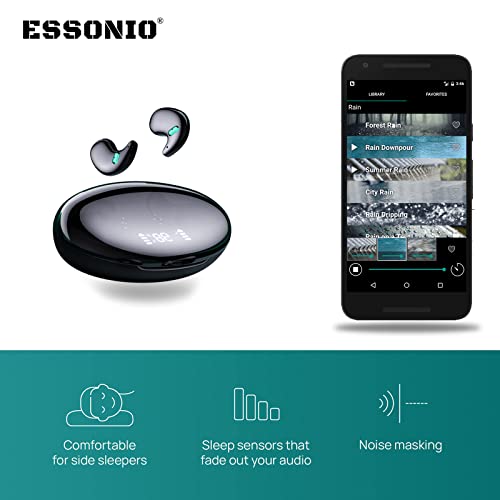 ESSONIO Bluetooth Headphones Sleeping Earbuds Invisible Earbuds Noise Cancelling Earbuds Headphones Bluetooth for Side Sleepers Side Sleeping