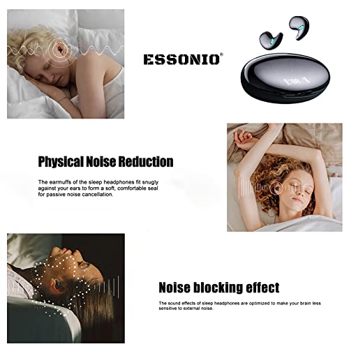 ESSONIO Bluetooth Headphones Sleeping Earbuds Invisible Earbuds Noise Cancelling Earbuds Headphones Bluetooth for Side Sleepers Side Sleeping