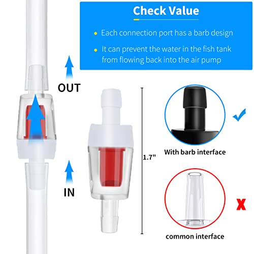 AquaMonica Aquarium 355 Inch Airline Tubing Air Pump Accessories Set 6 Barb Check Value for Fish Tank 8 Aquarium Suction Cups 6 Barb air Controller and 18 in Total for I,L,T Shape Barb Connectors