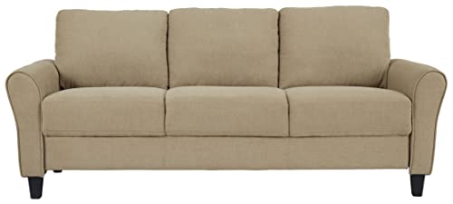 Signature Design by Ashley Darlow Modern Faux Leather RTA Sofa with Bolster Pillows, Brown
