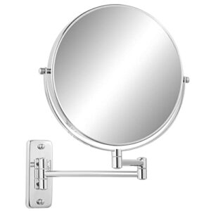 ffowcye 9" magnifying wall mount makeup vanity mirror,1x/7x double-side makeup mirror with magnification,swivel extendable shaving face mirror for bathroom, wall mirror for chrome…