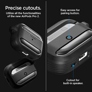 Spigen Rugged Armor Designed for AirPods Pro 2nd Generation Case (USB-C/Lightening Cable) Cover with Keychain - Matte Black