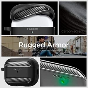 Spigen Rugged Armor Designed for AirPods Pro 2nd Generation Case (USB-C/Lightening Cable) Cover with Keychain - Matte Black