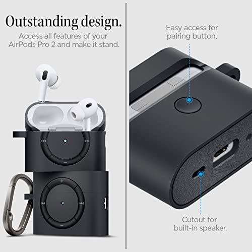 Spigen Classic Shuffle Designed for AirPods Pro 2nd Generation Case (USB-C/Lightening Cable) Retro Classic Design Airpods Pro 2 Case - Charcoal