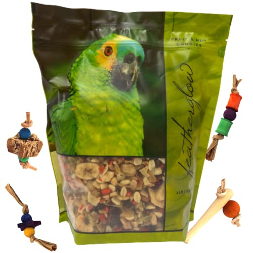 Volkmann Seed Featherglow Fruit & Nut Goodies Bird Food with Foot Toy - 4 Lbs. (1Toy, Toys May Vary)