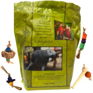 Volkmann Seed Featherglow Fruit & Nut Goodies Bird Food with Foot Toy - 4 Lbs. (1Toy, Toys May Vary)