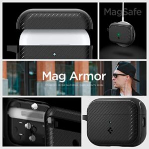 Spigen Mag Armor (Mag Fit) Designed for AirPods Pro 2nd Generation Case (USB-C/Lightening Cable) MagSafe Compatible Case Cover with Keychain (Magnets Embedded) - Matte Black