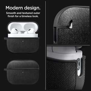 Spigen Urban Fit Designed for AirPods Pro 2nd Generation Case (USB-C/Lightening Cable) Premium Fabric Airpods Pro 2 Case Cover with Keychain - Black