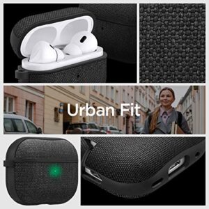 Spigen Urban Fit Designed for AirPods Pro 2nd Generation Case (USB-C/Lightening Cable) Premium Fabric Airpods Pro 2 Case Cover with Keychain - Black