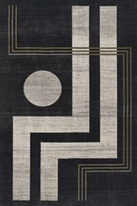 momeni edition geometric polyester charcoal area rug, 7'9" x 9'10" sized rug for living room, bedroom, dining room, and kitchen