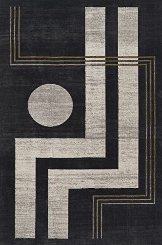 Momeni Edition Geometric Polyester Charcoal Area Rug, 7'9" x 9'10" Sized Rug for Living Room, Bedroom, Dining Room, and Kitchen