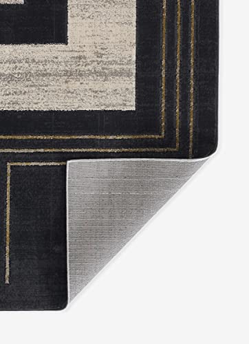 Momeni Edition Geometric Polyester Charcoal Area Rug, 7'9" x 9'10" Sized Rug for Living Room, Bedroom, Dining Room, and Kitchen