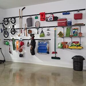 Rubbermaid 24-Piece FastTrack Garage Wall-Mounted Storage Kit, 6 Rails and 18 Hooks, for Home/House/Tool/Sports/Equipment/Utility Purposes