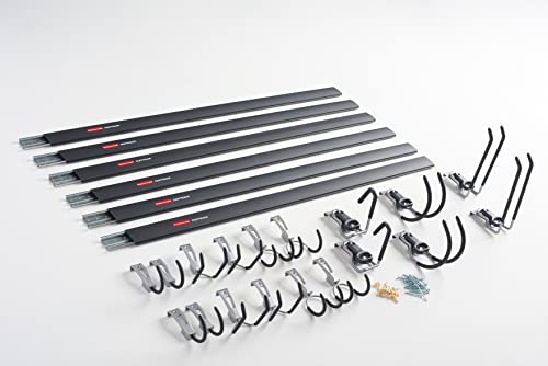Rubbermaid 24-Piece FastTrack Garage Wall-Mounted Storage Kit, 6 Rails and 18 Hooks, for Home/House/Tool/Sports/Equipment/Utility Purposes