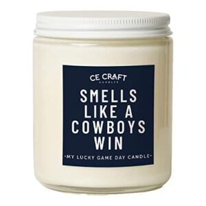 ce craft - smells like a cowboys win candle - football themed candle, gift for dad, gift for son, texas gift, texas themed candle, gift for him (bourbon vanilla)