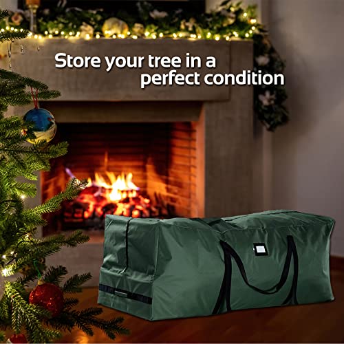 Rolling Large Christmas Tree Storage Bag - Fits Up to 9 ft. Artificial Disassembled Trees, Wheels & Durable Handles for Easy Carrying and Transport - 600D Durable Fabric