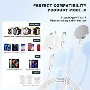 Upgraded 2-in-1 USB C Charger for iPhone＆Watch, [Apple MFi Certified] Watch Fast Charging Cable 6ft with 20W Fast Charger Adapter, Type C 2-in-1 Cord for Watch Series 8 7 6 5 4 3 SE ＆ iPhone 14 13 12