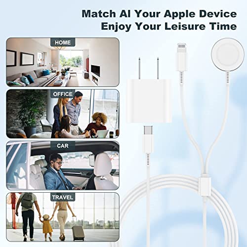 Upgraded 2-in-1 USB C Charger for iPhone＆Watch, [Apple MFi Certified] Watch Fast Charging Cable 6ft with 20W Fast Charger Adapter, Type C 2-in-1 Cord for Watch Series 8 7 6 5 4 3 SE ＆ iPhone 14 13 12