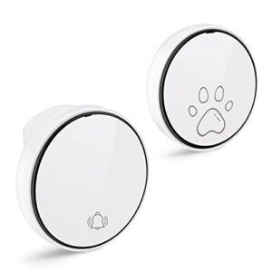 comsmart smart wireless dog door bell, doggie doorbell for pet potty training communication go outside press button with 38 melodies 4 volume levels led flash (1 receiver & 1 transmitter)