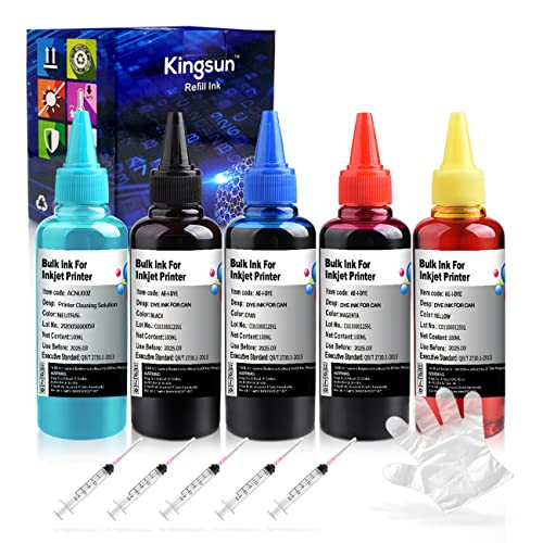 KSUMEI Refill Ink Kit Inkjet Cartridge Printhead Cleaning Solution for Canon 250 251 270 271 225 226 1200 2200 PG245 CL246 PG210 with Syringes Each 100ML (PBK,BK,C,M,Y,K)