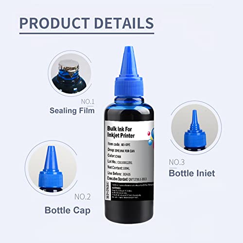 KSUMEI Refill Ink Kit Inkjet Cartridge Printhead Cleaning Solution for Canon 250 251 270 271 225 226 1200 2200 PG245 CL246 PG210 with Syringes Each 100ML (PBK,BK,C,M,Y,K)