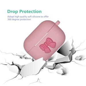 case for Airpods Pro 2nd Generation Cover, Stylish Bowknot Women Girls Kids Soft Silicone Skin Cover Protective Case with Bow Pearl Wrist Keychain for Apple Airpods Pro 2 Charging Case 2022 (Pink)