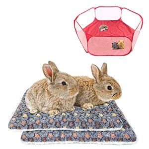 Amakunft 2 Pcs Large Guinea Pig Bed Mat, Rabbit Sleep Bed, 17.7x13.7x2 Inches, Small Animal Playpen for Bunny/Chinchilla/Hedgehog