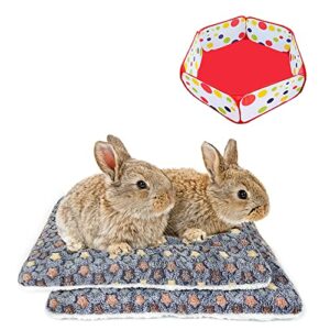 Amakunft 2 Pcs Large Guinea Pig Bed Mat, Rabbit Sleep Bed, 17.7x13.7x2 Inches, Small Animal Playpen for Bunny/Chinchilla/Hedgehog