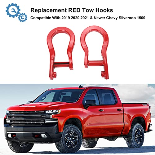 ONER Tow Hooks Compatible with 2019 2020 2021 & Newer Chevy Silverado 1500, Replaces # 84280202(RED)