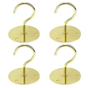 pastlla 4pcs ceiling hooks, wall mount ceiling metal hooks hanger iron bracket hooks for hanging plants flowerpots lanterns lights, cups, for indoor & outdoor use (gold)