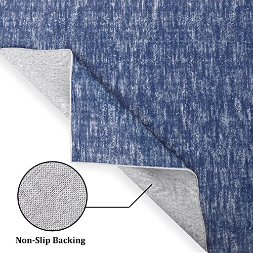 RUGSREAL Solid Machine Washable Area Rug Soft Low-Pile Modern Contemporary Area Rug Non-Slip Throw Indoor Carpet for Living Room Bedroom Kids Room, 4' x 6' Blue