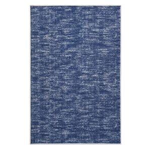 RUGSREAL Solid Machine Washable Area Rug Soft Low-Pile Modern Contemporary Area Rug Non-Slip Throw Indoor Carpet for Living Room Bedroom Kids Room, 4' x 6' Blue