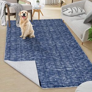 RUGSREAL Solid Machine Washable Area Rug Soft Low-Pile Modern Contemporary Area Rug Non-Slip Throw Indoor Carpet for Living Room Bedroom Kids Room, 4' x 6' Blue